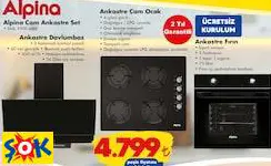 ALPİNA CAM ANKASTRE SET - ANKASTRE DAVLUMBAZ - ANKASTRE CAM OCAK - ANKASTRE FIRIN